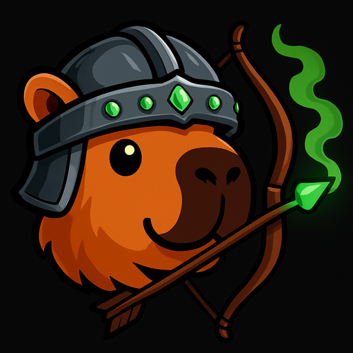 Elimina la resortera. Añadele un arco y una flecha con la punta verde que suelta un humo verde. Adorna el casco con piedras birllantes verdes.