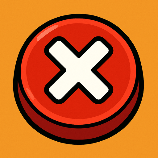 Red button with a 'X' on it.
In-Game asset.  2d.  High contrast.  No shadows