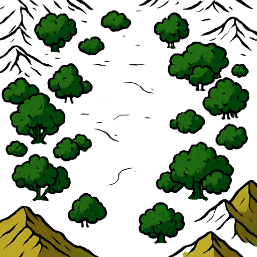 Üstten olacak şekilde hafif ormanlık ve dağlık olacak şekilde çayır.. In-Game asset. 2d. High contrast. Gölgelikler olsun. Map tarzı bir harita..
In-Game asset.  2d.  High contrast.  No shadows