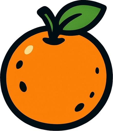 orange fruit.
In-Game asset.  2d.  High contrast.  No shadows. cartoon. simple. minimalistic