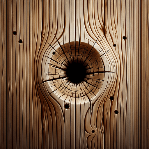 wood bullet hole.
Single Game Texture. In-Game asset. 2d. Blank background. High contrast. No shadows.