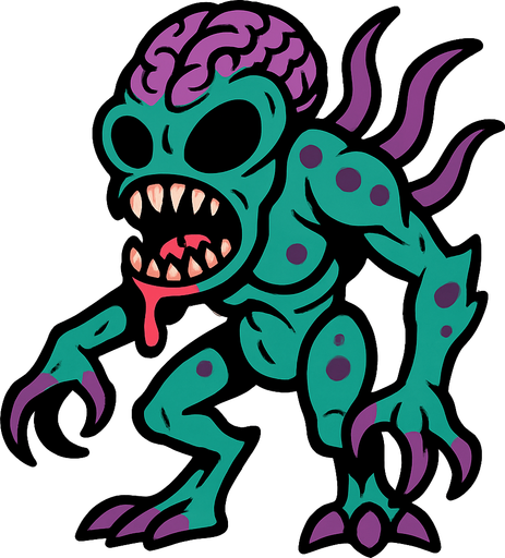 Alien monster.
In-Game asset.  2d.  High contrast.  No shadows