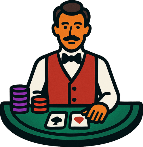 a croupier.
In-Game asset.  2d.  High contrast.  No shadows