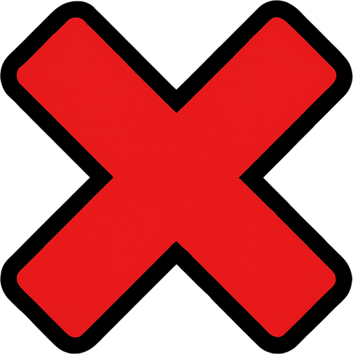 Red X.
In-Game asset.  2d.  High contrast.  No shadows