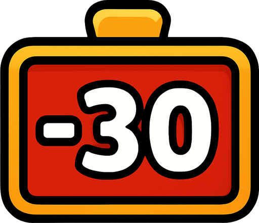 A score Ui that written -30 on it.
In-Game asset.  2d.  High contrast.  No shadows