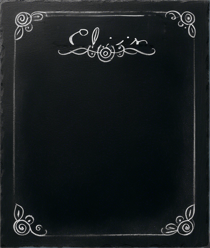 Small Title "ELIXIR" handwritten in chalk. aligned top