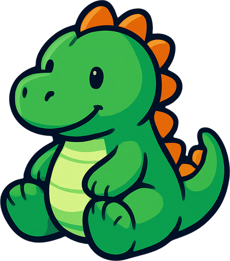 Green dino plushie.
In-Game asset.  2d.  High contrast.  No shadows