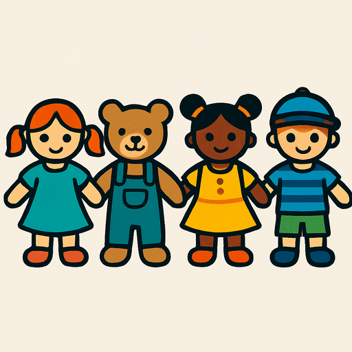 Toy dolls.
In-Game asset.  2d.  High contrast.  No shadows