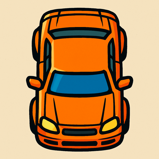 Üstten görünüşlü araba.
In-Game asset.  2d.  High contrast.  No shadows