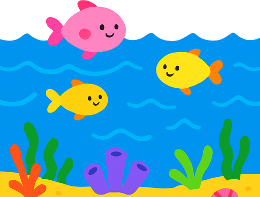 Fond d'écran océan mignon.
In-Game asset.  2d.  High contrast.  No shadows