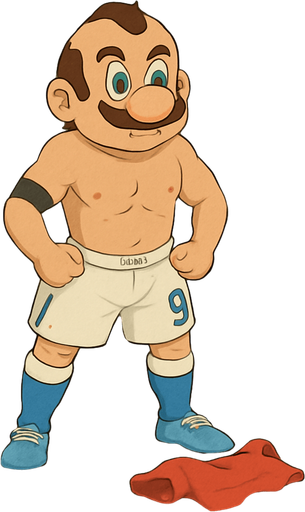 Ghibli style but mario face should be  childish
