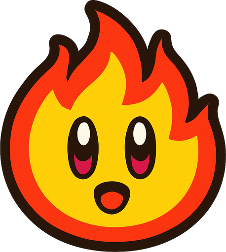 Fire with a kirby face.
In-Game asset.  2d.  High contrast.  No shadows