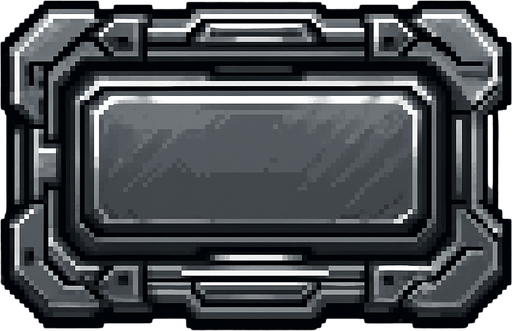 high tech sci fi pixel art button. greyscale. metallic. no text
In-Game asset.  2d.  High contrast.  No shadows