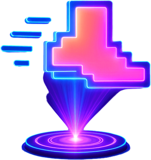 Neon cyberpunk hologram foot icon 3d projection
