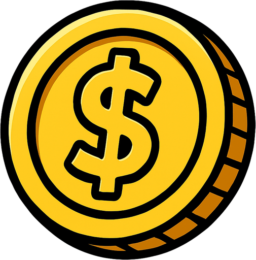 Coin icon.
In-Game asset.  2d.  High contrast.  No shadows