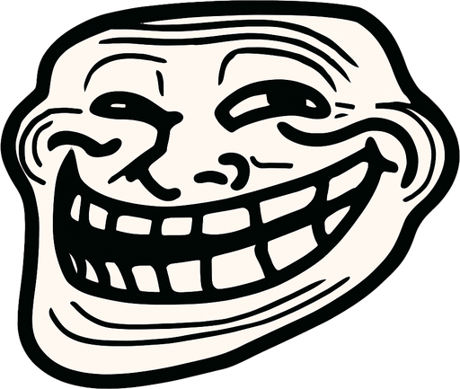 Trollface.
In-Game asset.  2d.  High contrast.  No shadows