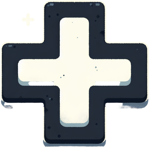 A plus sign.
Single Game Texture. In-Game asset. 2d. Blank background. High contrast. No shadows.