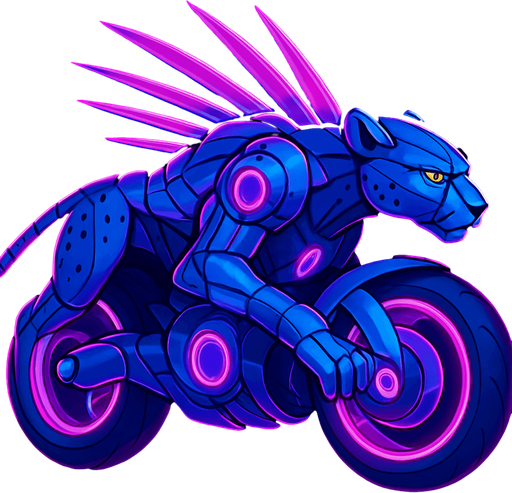 cyberpunk American anime koraidon Miraidon-esque motorcycle animal futuristic cheetah-meets-motorcycle