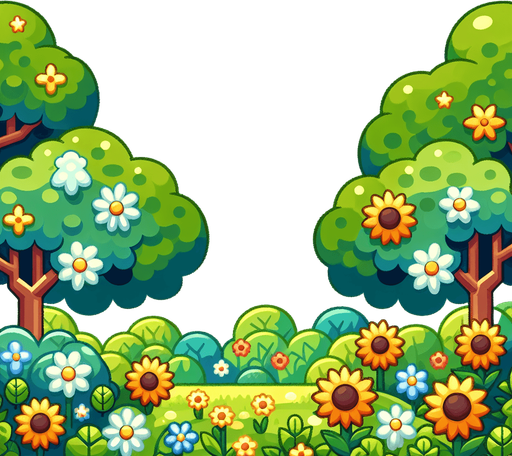 A background image for a puzzle video game depicting the season of summer. Cartoon.
Single Game Texture. In-Game asset. 2d. Blank background. High contrast. No shadows.