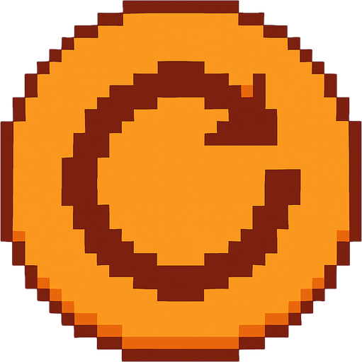 pixelart roling arrow button orange color.
In-Game asset.  2d.  High contrast.  No shadows