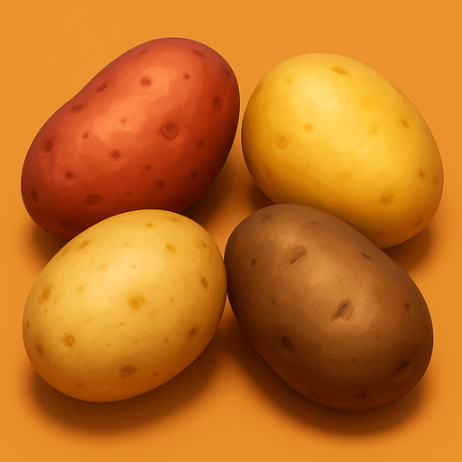 Pack of different potato, painted 3D potato, without black lines around it!
In-Game asset.  High contrast.  No shadows. 3D