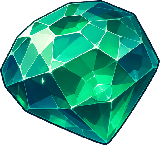Emarald.
Single Game Texture.  In-Game asset.  2d.  Blank background.  No shadows