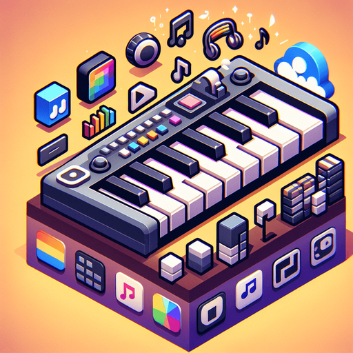 music keyboard.
Single Game Texture.  In-Game asset.  2d.  Blank background.  High contrast.  No shadows