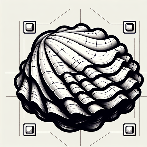 A clam.
Single Game Texture.  In-Game asset.  2d.  Blank background.  High contrast.  No shadows