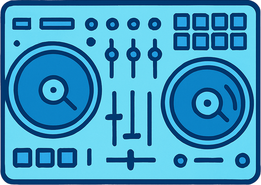 açık mavi dj masası ekipmanı.
In-Game asset.  2d.  High contrast.  No shadows