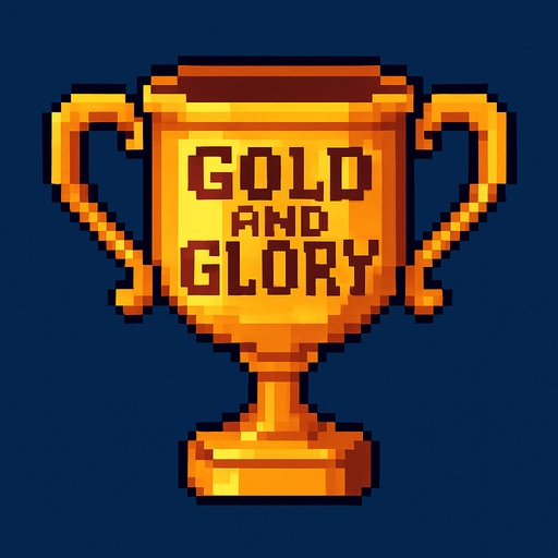 Gold and Glory pixel art cup.
In-Game asset.  2d.  High contrast.  No shadows
