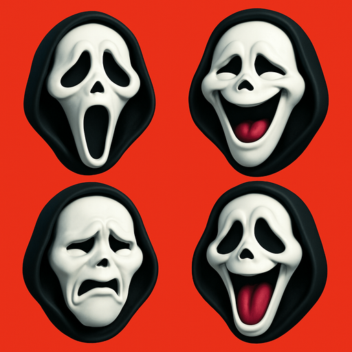 3D Scary and funny face meme of scream from the movie. different faces look. face only
In-Game asset.  3D.  High contrast.  No shadows. face only