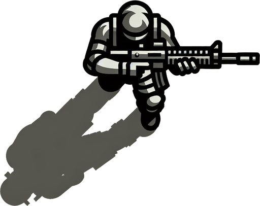 hero with a gun, shoots forward, top view, topdown.
Single Game Texture. In-Game asset. 2d.TopDown. Blank background. High contrast. No shadows.