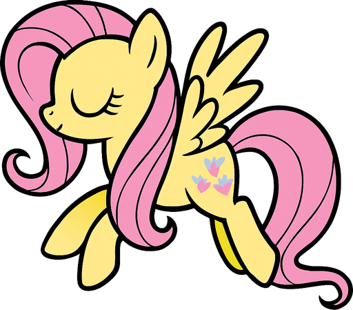 Fluttershy, flying position, 2D, side view.
In-Game asset.  2d.  High contrast.  No shadows