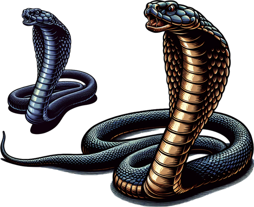 king cobra.
Single Game Texture. In-Game asset. 2d. Blank background. High contrast. No shadows.
