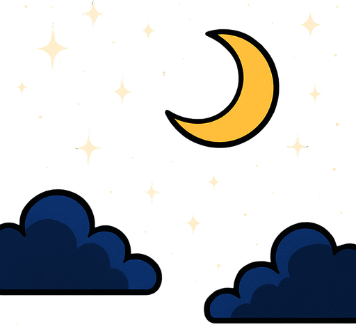 gece gökyüzü.
In-Game asset.  2d.  High contrast.  No shadows