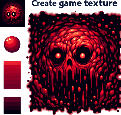 Single Game Texture. In-Game asset. 2d. Blank background. High contrast. No shadows, scary red slime Sprite