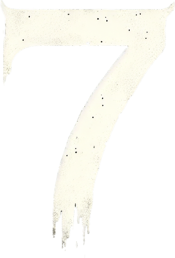the number 7 written in black, make the numbers eerie.
Single Game Texture. In-Game asset. 2d. Blank background. High contrast. No shadows.