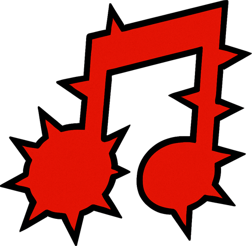 Red Spike "Music Note" shape.
In-Game asset.  2d.  High contrast.  No shadows