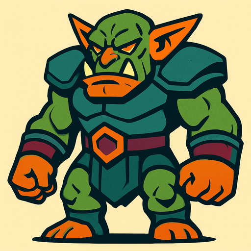 titan goblin.
In-Game asset.  2d.  High contrast.  No shadows