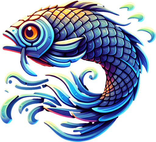 A fish.
Single Game Texture.  In-Game asset.  Blank background.  High contrast.  No shadows