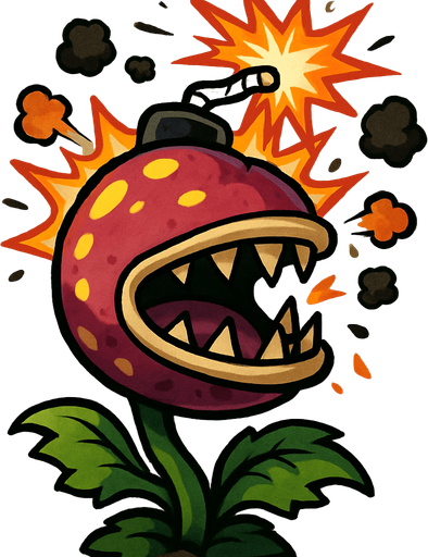 Piraña explosiva del plantas vs zombies.
In-Game asset.  2d.  High contrast