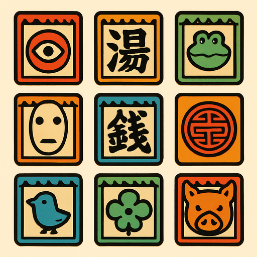 Different tokens like in the movie "spirited away".
In-Game asset.  2d.  High contrast.  No shadows