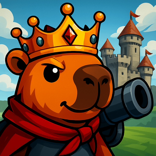 El rey tambien esta listo para pelear en el castillo de fondo.