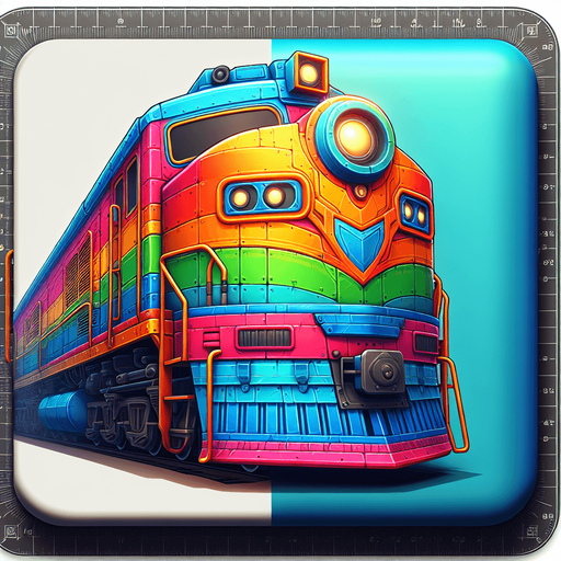Colorful Train  engine looking  straight with no background ..
Single Game Texture. In-Game asset. 2d. Blank background. High contrast. No shadows.