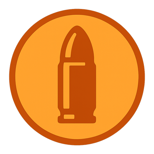 fireButton is round and orange with a bullet pattern..
In-Game asset.  2d.  High contrast.  No shadows