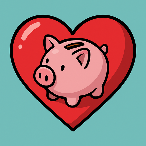 Just the heart from this image with a piggy bank in the center.
