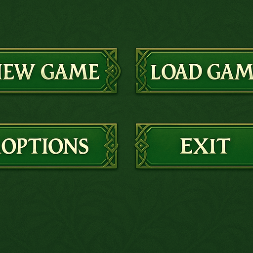 LOTR style buttons with more green color. 1600x230.
In-Game asset.  2d.  High contrast.  No shadows