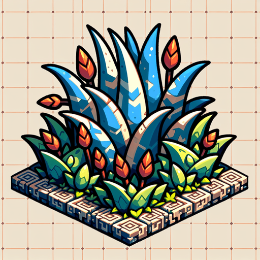Aloe.
Single Game Texture.  In-Game asset.  2d.  Blank background.  High contrast.  No shadows