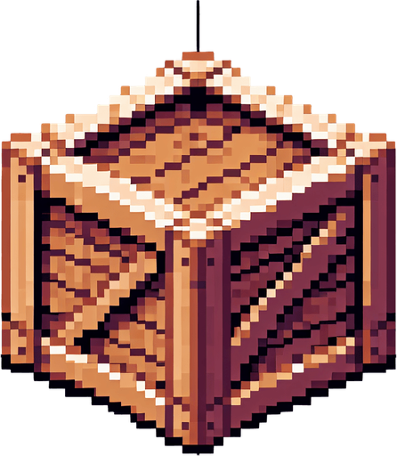 pixel art of a crate, flat side view . Single Game Texture. In-Game asset. 2d. Blank background. High contrast. No shadows.
