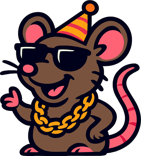 Make a rat with a gold chain, party hat, and shades also make him happy.
In-Game asset.  2d.  High contrast.  No shadows